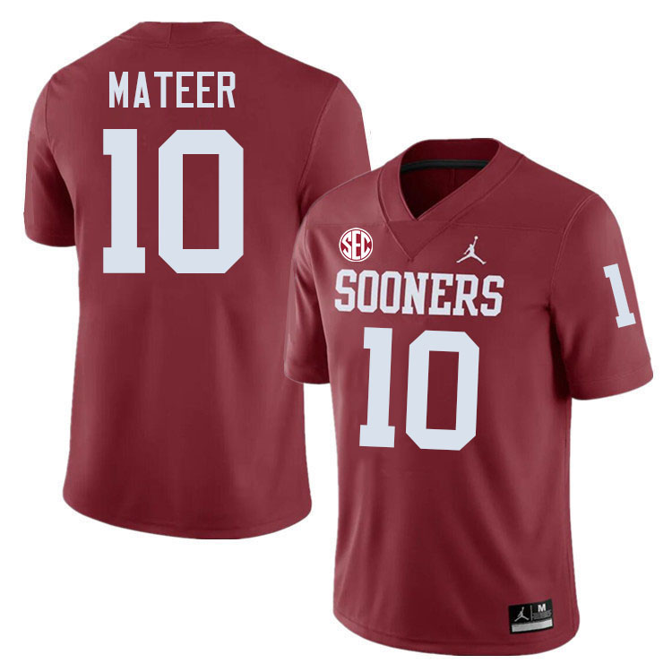 Oklahoma Sooners #10 John Mateer College Football Jersey Stitched-Crimson